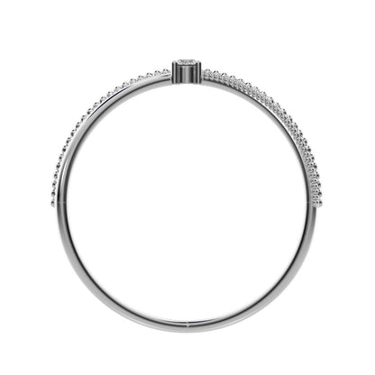 0.03Ct Round Cut Simulated Clear Diamond dainty Minimalist crisscross X ring halo cocktail 14K / 18K Solid White Gold everyday wedding band