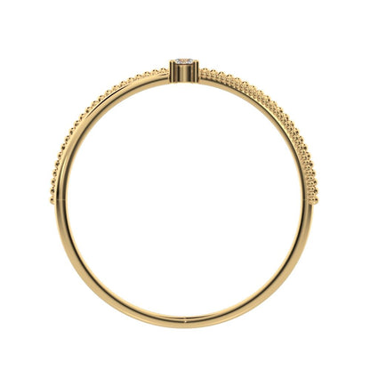 0.03 ct Round Cut Moissanite dainty Minimalist crisscross X ring halo cocktail 14K / 18K Solid Yellow Gold everyday wedding band