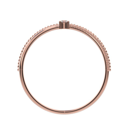 0.03 ct Round Cut Simulated Clear Diamond dainty Minimalist crisscross X ring halo cocktail 14K / 18K Solid Rose Gold everyday wedding band