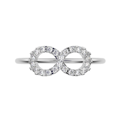 0.165 ct Round Cut Moissanite dainty Minimalist Stackable infinity light cocktail 14K / 18K Solid White Gold everyday ring
