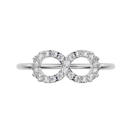 0.165 ct Round Cut Moissanite dainty Minimalist Stackable infinity light cocktail 14K / 18K Solid White Gold everyday ring
