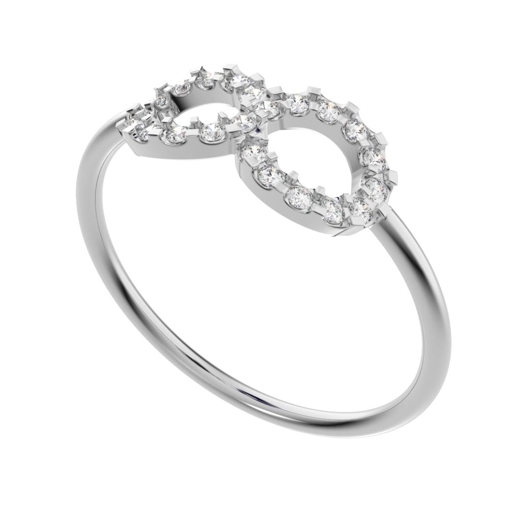 0.165 ct Round Cut Moissanite dainty Minimalist Stackable infinity light cocktail 14K / 18K Solid White Gold everyday ring