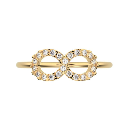 0.165 ct Round Cut Moissanite dainty Minimalist Stackable infinity light cocktail 14K / 18K Solid Yellow Gold everyday ring
