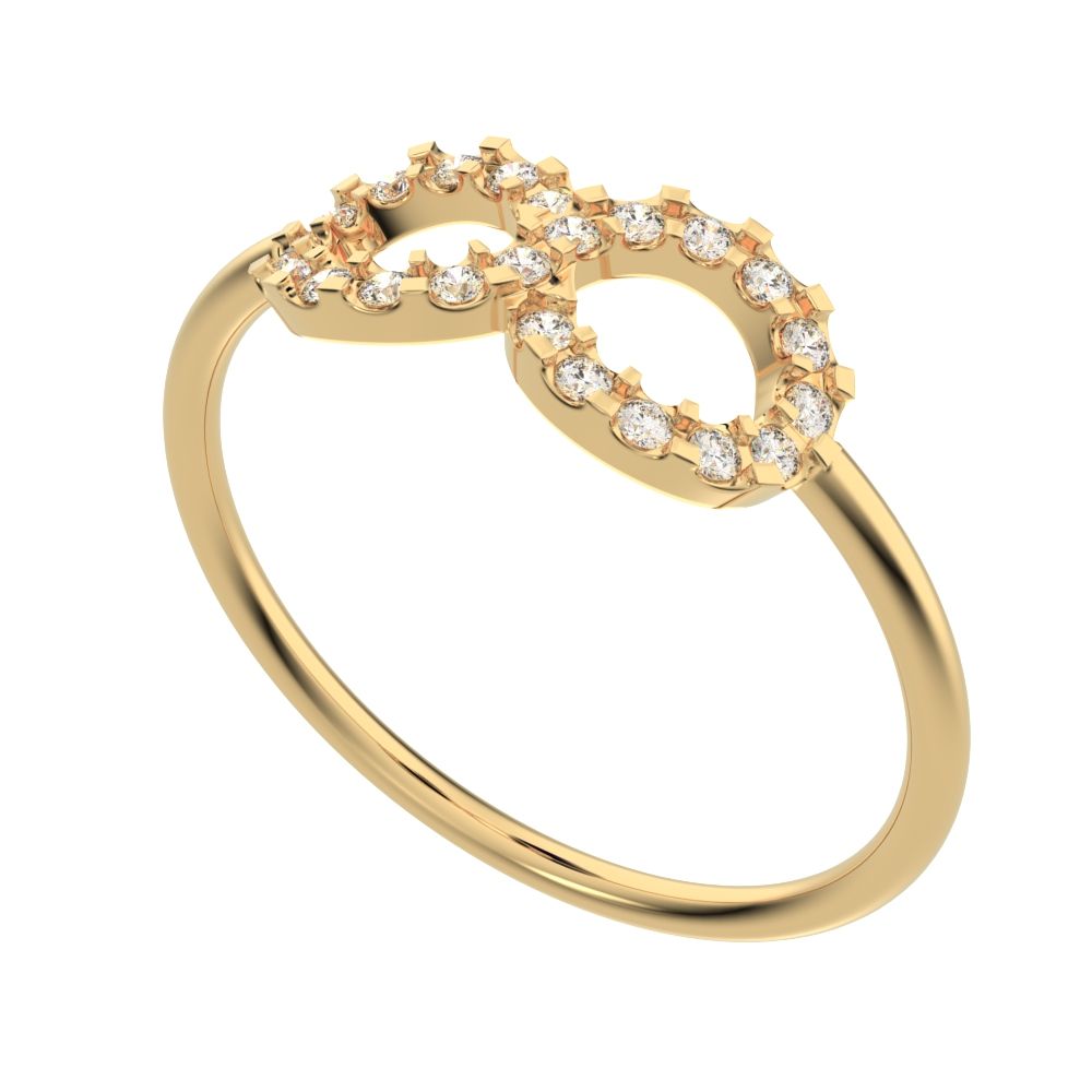 0.165 ct Round Cut Moissanite dainty Minimalist Stackable infinity light cocktail 14K / 18K Solid Yellow Gold everyday ring