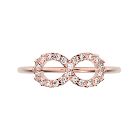 0.165 ct Round Cut Simulated Clear Diamond dainty Minimalist Stackable infinity light cocktail 14K / 18K Solid Rose Gold everyday ring