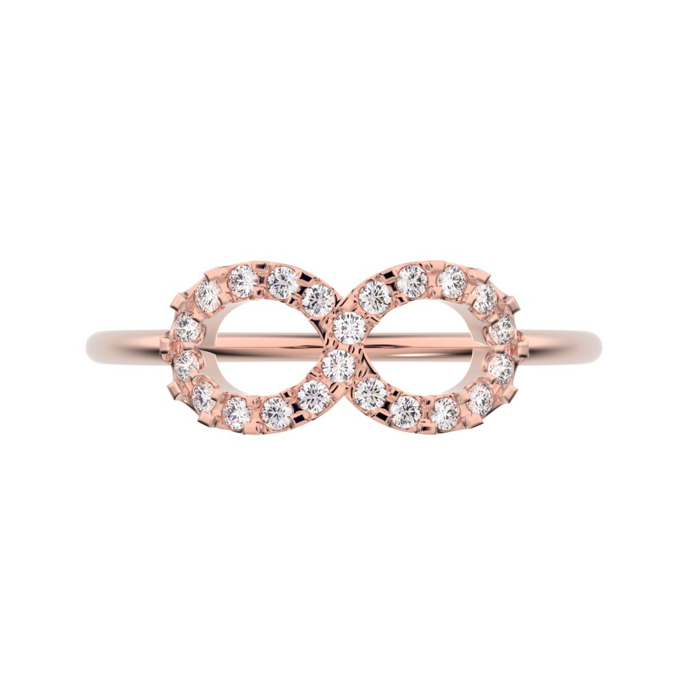 0.165 ct Round Cut Moissanite dainty Minimalist Stackable infinity light cocktail 14K / 18K Solid Rose Gold everyday ring