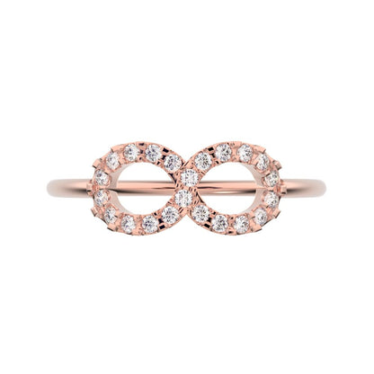 0.165 ct Round Cut Moissanite dainty Minimalist Stackable infinity light cocktail 14K / 18K Solid Rose Gold everyday ring