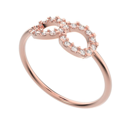 0.165 ct Round Cut Moissanite dainty Minimalist Stackable infinity light cocktail 14K / 18K Solid Rose Gold everyday ring