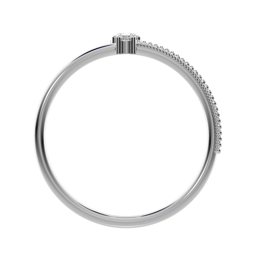 0.28 ct Pear Cut Moissanite dainty Minimalist asymmetrical vertical eye light 14K / 18K Solid White Gold everyday ring