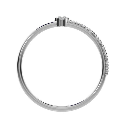 0.28 ct Pear Cut Moissanite dainty Minimalist asymmetrical vertical eye light 14K / 18K Solid White Gold everyday ring