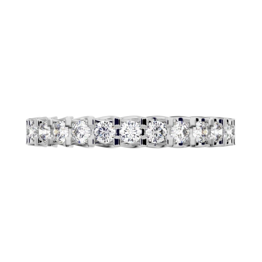 0.39 ct Round Cut Moissanite dainty Minimalist Stackable half eternity light simple 14K / 18K Solid White Gold everyday wedding band