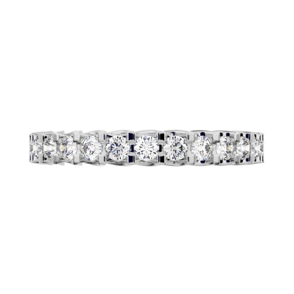 0.39 ct Round Cut Moissanite dainty Minimalist Stackable half eternity light simple 14K / 18K Solid White Gold everyday wedding band