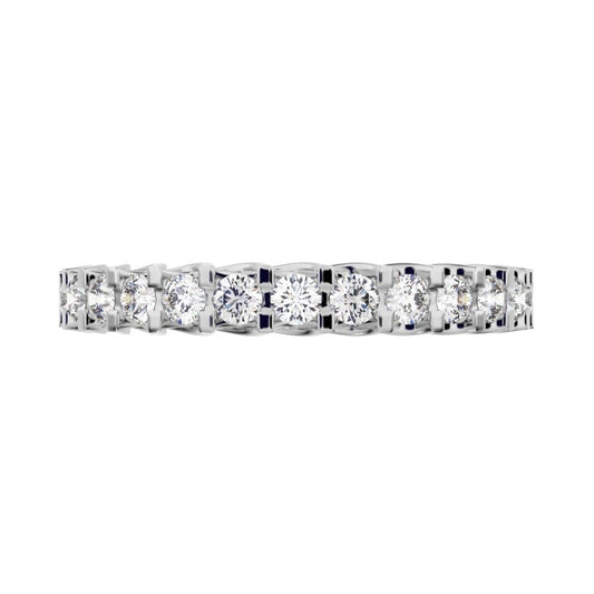 0.39 ct Round Cut Moissanite dainty Minimalist Stackable half eternity light simple 14K / 18K Solid White Gold everyday wedding band