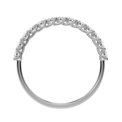 0.39 ct Round Cut Moissanite dainty Minimalist Stackable half eternity light simple 14K / 18K Solid White Gold everyday wedding band