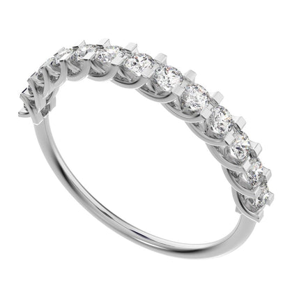 0.39 ct Round Cut Moissanite dainty Minimalist Stackable half eternity light simple 14K / 18K Solid White Gold everyday wedding band