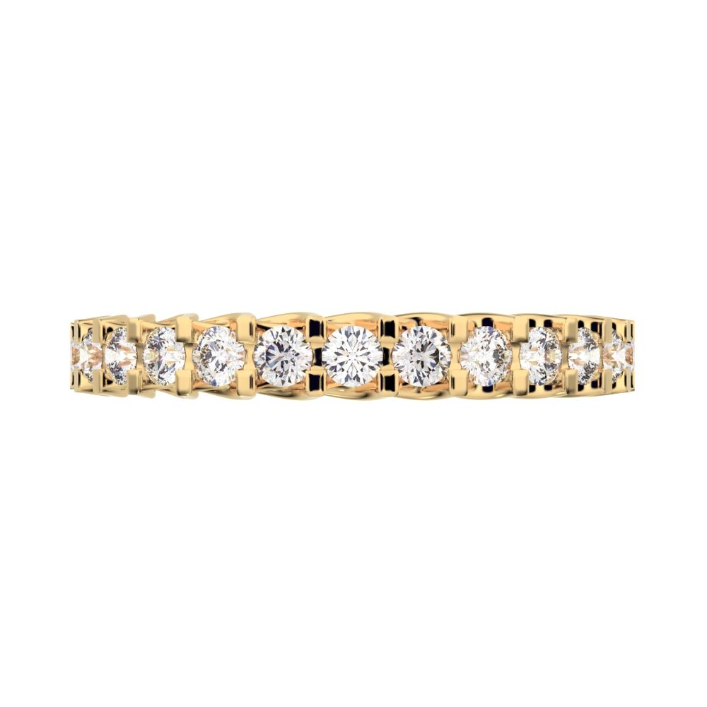 0.39 ct Round Cut Moissanite dainty Minimalist Stackable half eternity light simple 14K / 18K Solid Yellow Gold everyday wedding band