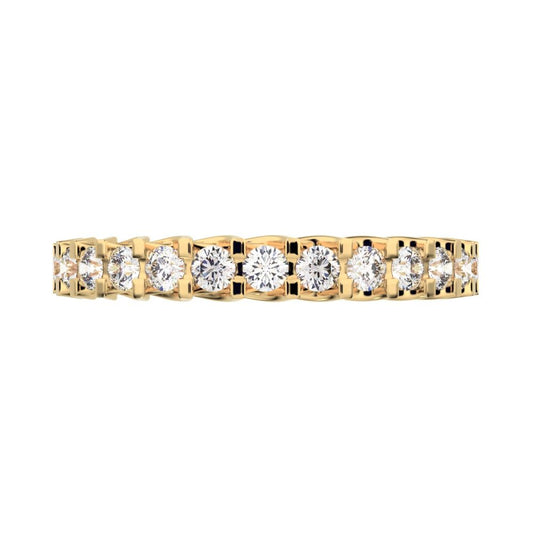 0.39 ct Round Cut Moissanite dainty Minimalist Stackable half eternity light simple 14K / 18K Solid Yellow Gold everyday wedding band