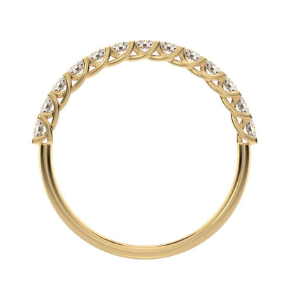 0.39 ct Round Cut Moissanite dainty Minimalist Stackable half eternity light simple 14K / 18K Solid Yellow Gold everyday wedding band