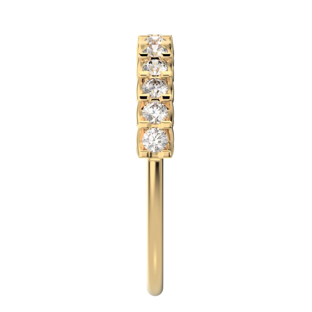 0.39 ct Round Cut Moissanite dainty Minimalist Stackable half eternity light simple 14K / 18K Solid Yellow Gold everyday wedding band