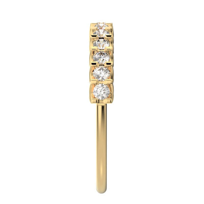 0.39 ct Round Cut Moissanite dainty Minimalist Stackable half eternity light simple 14K / 18K Solid Yellow Gold everyday wedding band