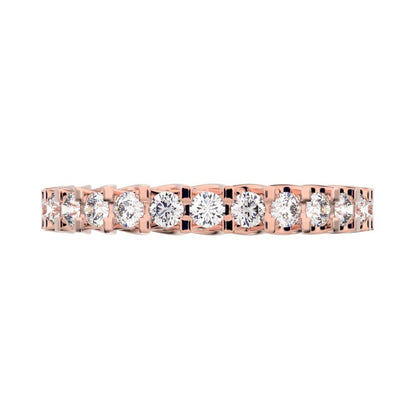 0.39 ct Round Cut Moissanite dainty Minimalist Stackable half eternity light simple 14K / 18K Solid Rose Gold everyday wedding band