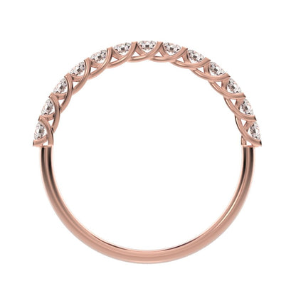 0.39 ct Round Cut Moissanite dainty Minimalist Stackable half eternity light simple 14K / 18K Solid Rose Gold everyday wedding band