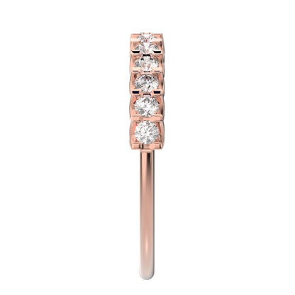 0.39 ct Round Cut Moissanite dainty Minimalist Stackable half eternity light simple 14K / 18K Solid Rose Gold everyday wedding band
