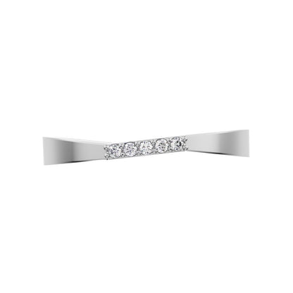 0.0375 ct Round Cut Moissanite dainty Minimalist Stackable half eternity bar spiral light 14K / 18K Solid White Gold everyday wedding band