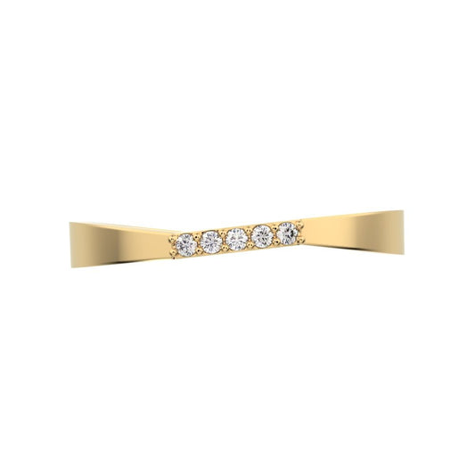 0.0375Ct Round Cut Simulated Clear Diamond Stackable half eternity bar spiral light 14K / 18K Solid Yellow Gold everyday wedding band