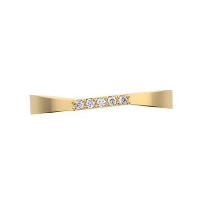 0.0375 ct Round Cut Moissanite dainty Minimalist Stackable half eternity bar spiral light 14K / 18K Solid Yellow Gold everyday wedding band