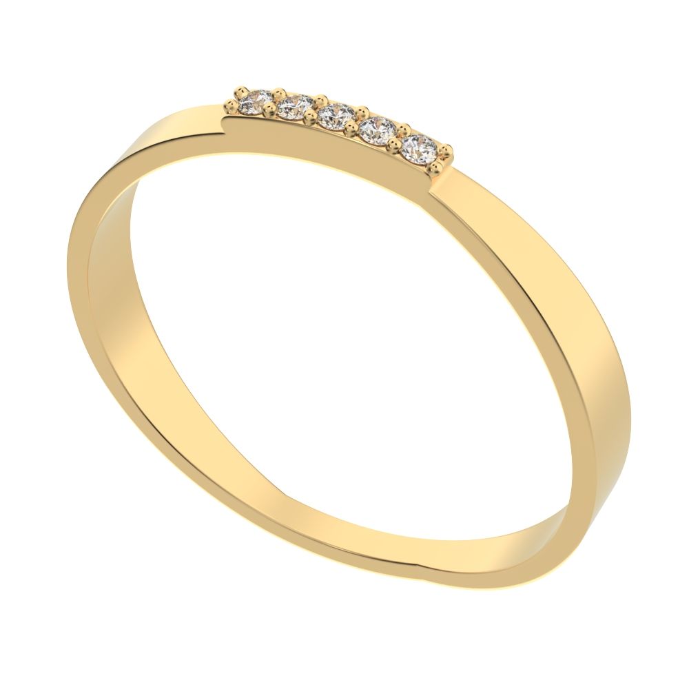 0.0375 ct Round Cut Moissanite dainty Minimalist Stackable half eternity bar spiral light 14K / 18K Solid Yellow Gold everyday wedding band
