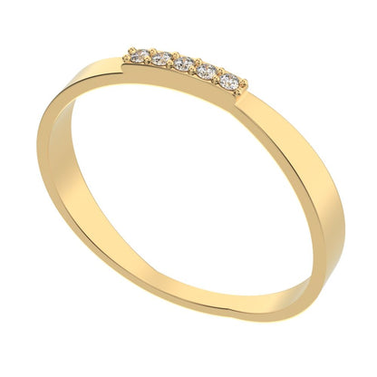 0.0375 ct Round Cut Moissanite dainty Minimalist Stackable half eternity bar spiral light 14K / 18K Solid Yellow Gold everyday wedding band
