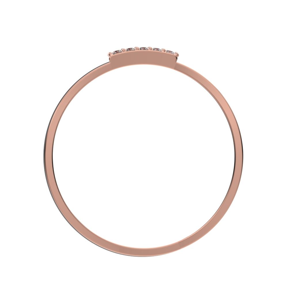 0.0375 ct Round Cut Moissanite dainty Minimalist Stackable half eternity bar spiral light 14K / 18K Solid Rose Gold everyday wedding band