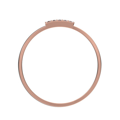 0.0375 ct Round Cut Moissanite dainty Minimalist Stackable half eternity bar spiral light 14K / 18K Solid Rose Gold everyday wedding band