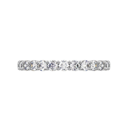 0.68 ct Round Cut Moissanite dainty Minimalist Stackable half eternity light simple 14K / 18K Solid White Gold everyday wedding band
