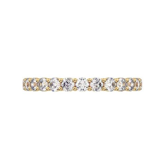 0.68Ct Round Cut Simulated Clear Diamond dainty Minimalist Stackable half eternity simple 14K / 18K Solid Yellow Gold everyday wedding band
