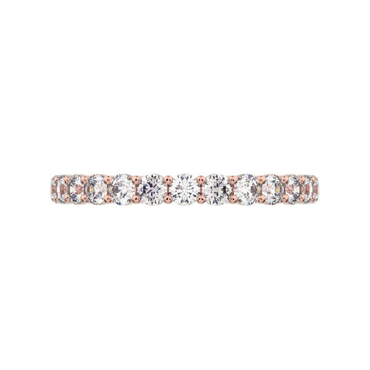 0.68 ct Round Cut Moissanite dainty Minimalist Stackable half eternity light simple 14K / 18K Solid Rose Gold everyday wedding band