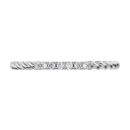 0.18 ct Round Cut Moissanite dainty Minimalist Stackable half eternity light simple 14K / 18K Solid White Gold everyday wedding band