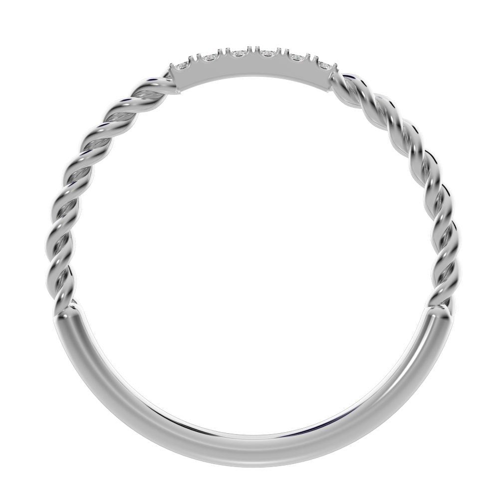 0.18Ct Round Cut Simulated Clear Diamond Minimalist Stackable half eternity light simple 14K / 18K Solid White Gold everyday wedding band