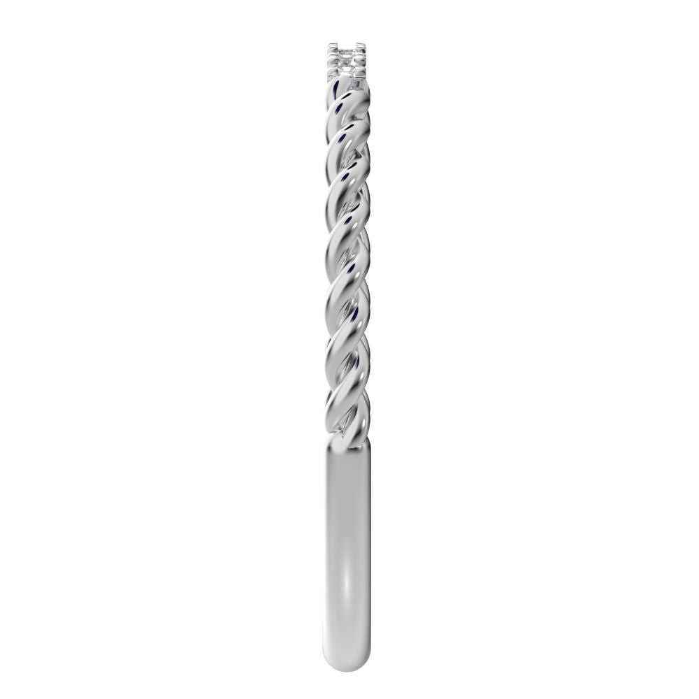 0.18Ct Round Cut Simulated Clear Diamond Minimalist Stackable half eternity light simple 14K / 18K Solid White Gold everyday wedding band