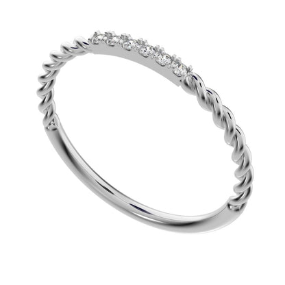 0.18Ct Round Cut Simulated Clear Diamond Minimalist Stackable half eternity light simple 14K / 18K Solid White Gold everyday wedding band