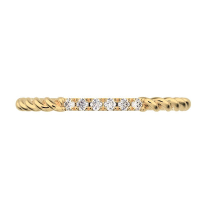 0.18Ct Round Cut Simulated Clear Diamond dainty Minimalist Stackable half eternity simple 14K / 18K Solid Yellow Gold everyday wedding band