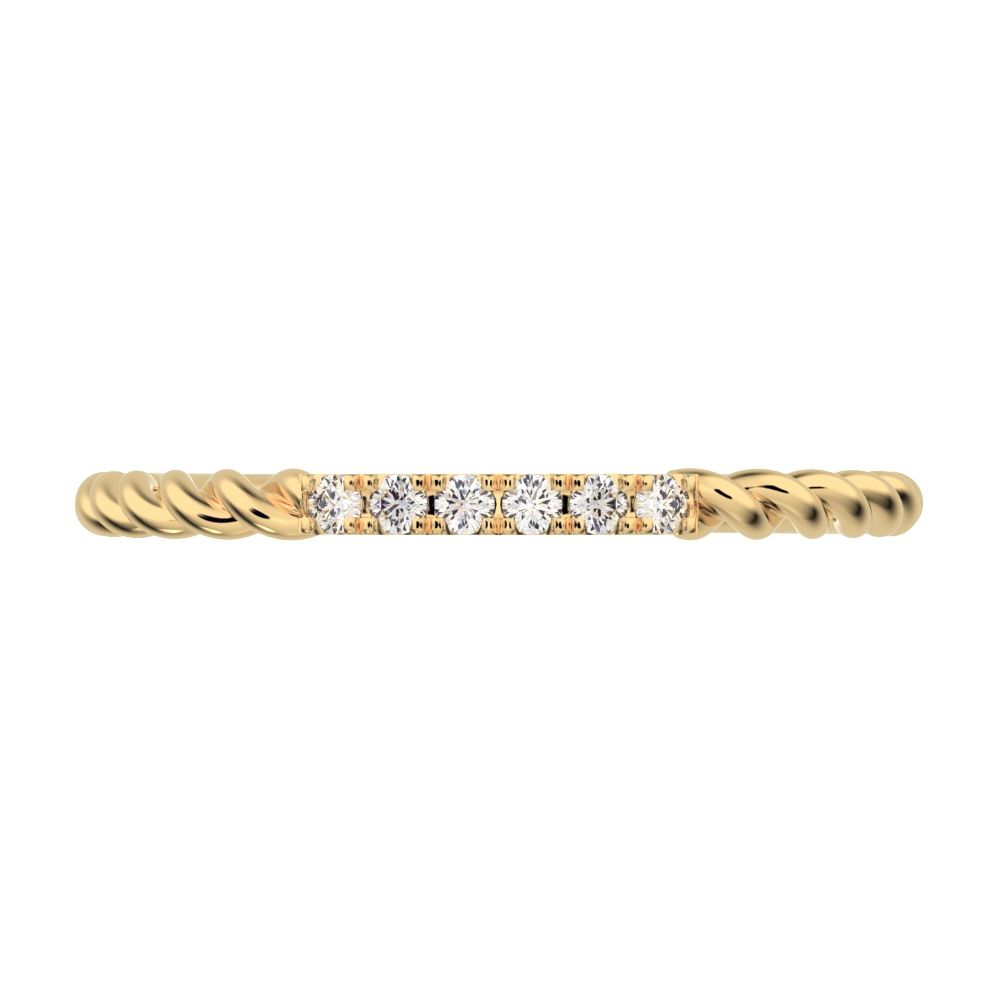 0.18 ct Round Cut Moissanite dainty Minimalist Stackable half eternity light simple 14K / 18K Solid Yellow Gold everyday wedding band
