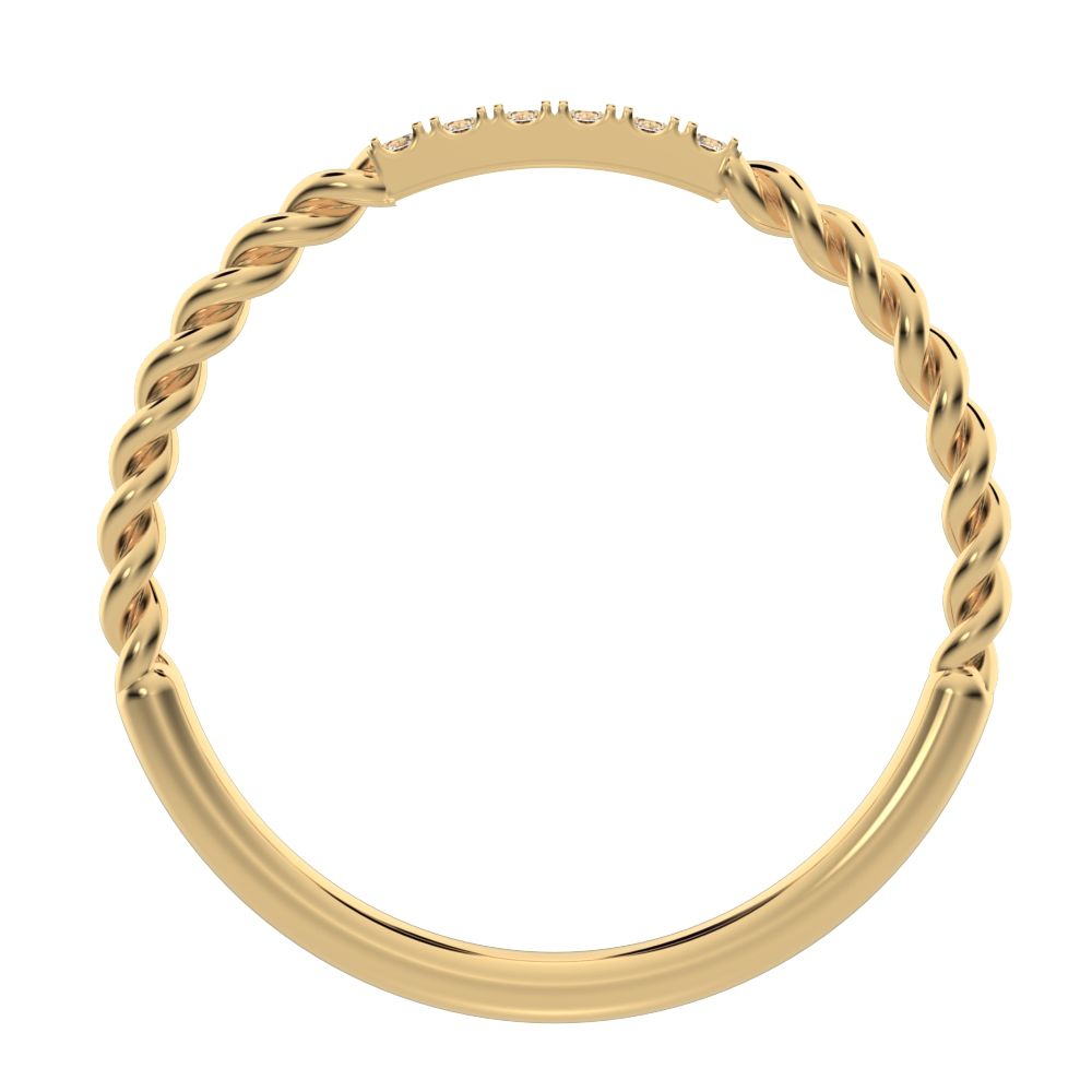 0.18Ct Round Cut Simulated Clear Diamond dainty Minimalist Stackable half eternity simple 14K / 18K Solid Yellow Gold everyday wedding band