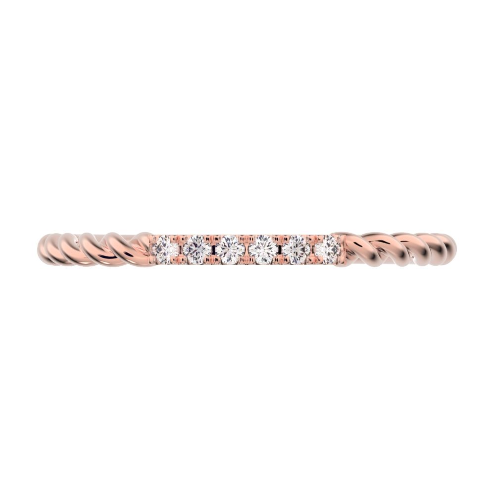 0.18Ct Round Cut Simulated Clear Diamond Minimalist Stackable half eternity light simple 14K / 18K Solid Rose Gold everyday wedding band