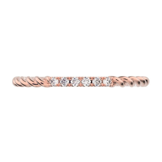0.18 ct Round Cut Moissanite dainty Minimalist Stackable half eternity light simple 14K / 18K Solid Rose Gold everyday wedding band