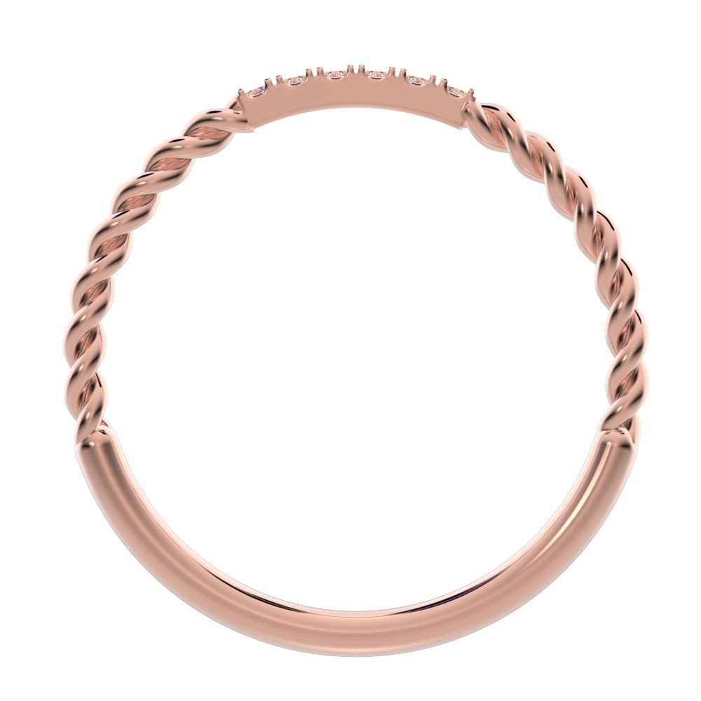 0.18Ct Round Cut Simulated Clear Diamond Minimalist Stackable half eternity light simple 14K / 18K Solid Rose Gold everyday wedding band