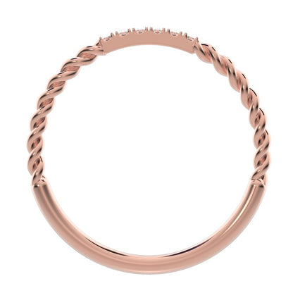 0.18Ct Round Cut Simulated Clear Diamond Minimalist Stackable half eternity light simple 14K / 18K Solid Rose Gold everyday wedding band