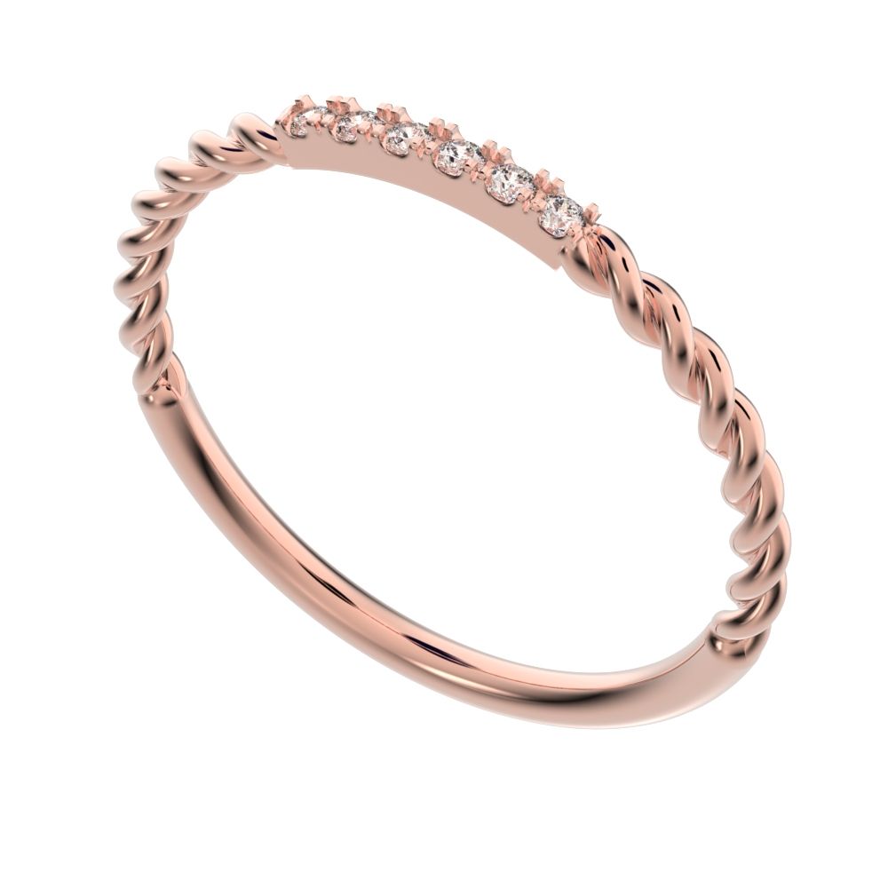 0.18 ct Round Cut Moissanite dainty Minimalist Stackable half eternity light simple 14K / 18K Solid Rose Gold everyday wedding band