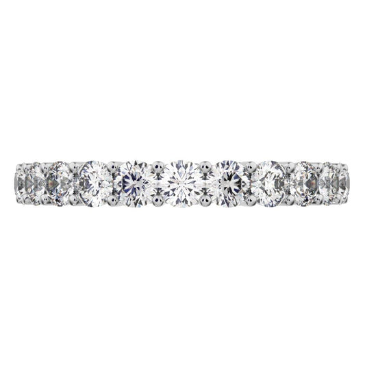 1.65 ct Round Cut Moissanite dainty Minimalist Stackable half eternity light simple 14K / 18K Solid White Gold everyday wedding band